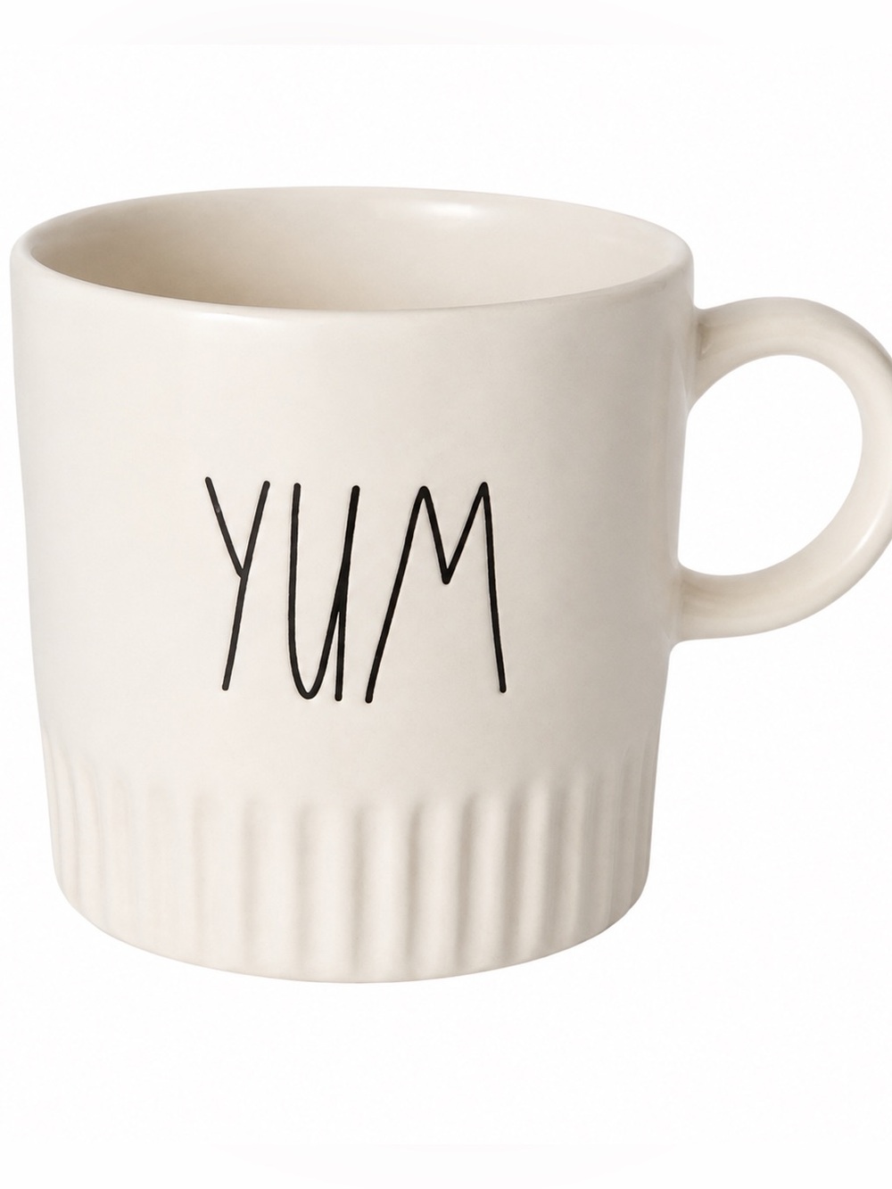 RAE DUNN YUM  Coffee Mug Tea Cup Farmhouse Ribbed Base Artisan Collection Cream